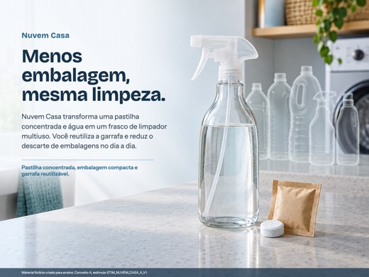 Peça do conceito A: Menos embalagem, mesma limpeza.